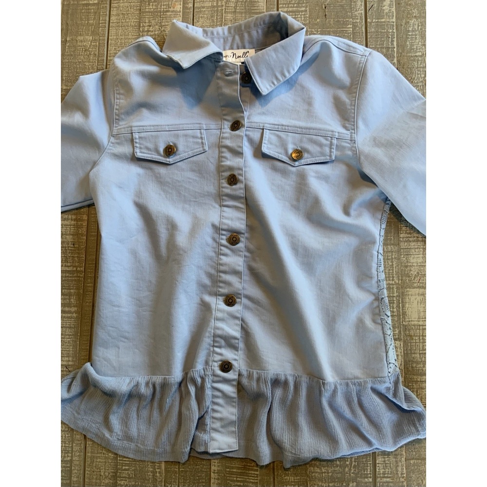 Simply Noelle Button Up Cotton Crochet Lace Layered Women's Size‎ Small Medium